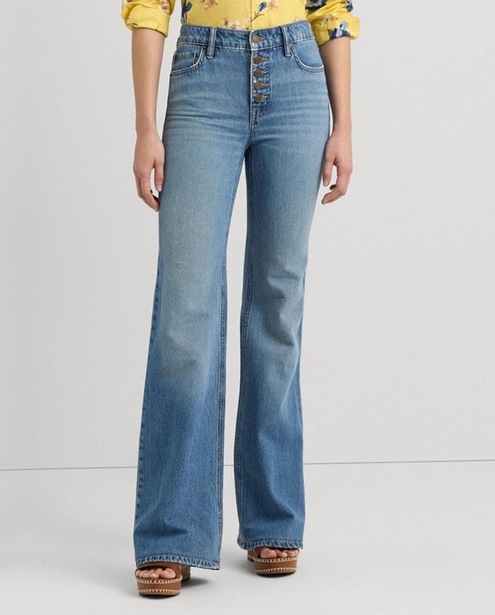 Lauren Ralph Lauren Jeans Size 8P Petite Denim High Rise Flare NWT Button Fly